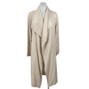 Glassons Beige Waterfall Drape Open Long Sleeve Cardigan Trench Coat Jacket Sz M